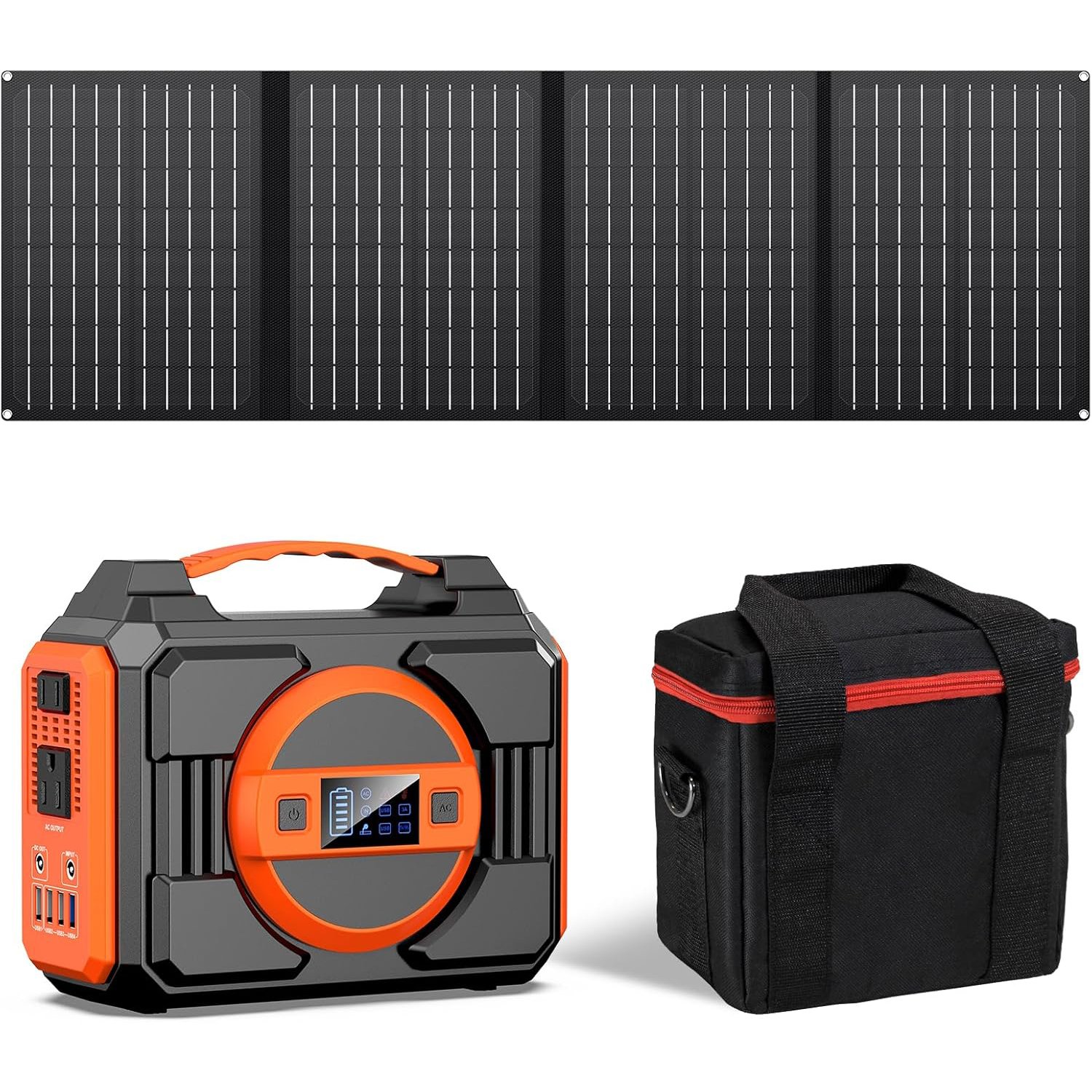Apowking Solar Powered Generator 300W Bundle with 40W Solar Panel and Carrying Case Bag