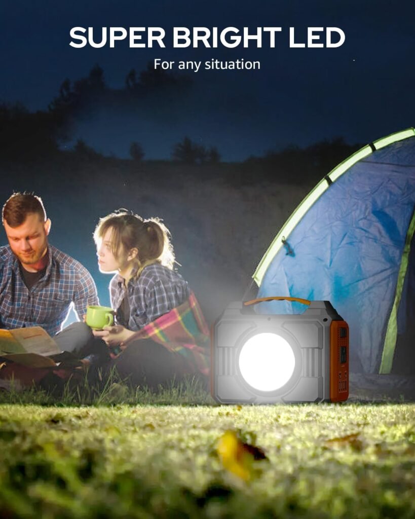 Apowking camping power station with LED light and USB ports